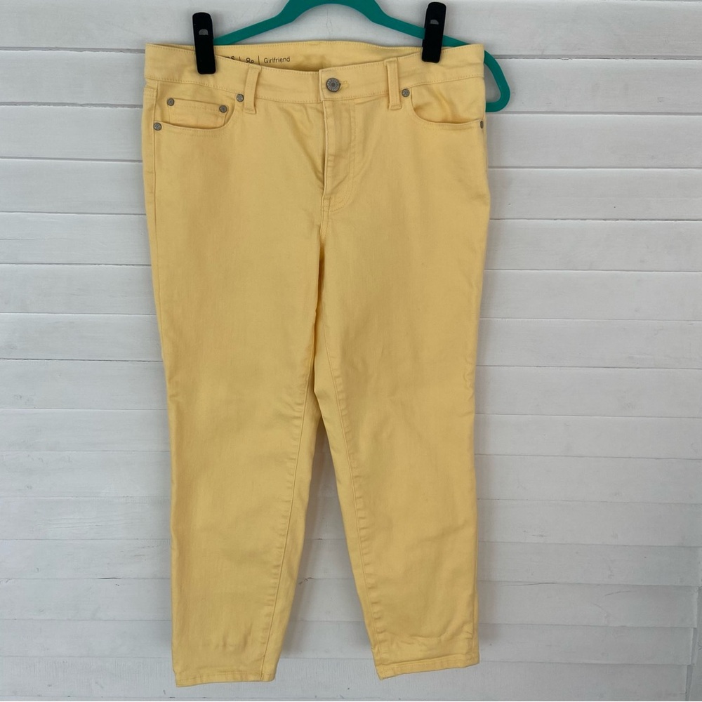 Talbots 5 pocket girlfriend denim jeans in yellow size 8 petite